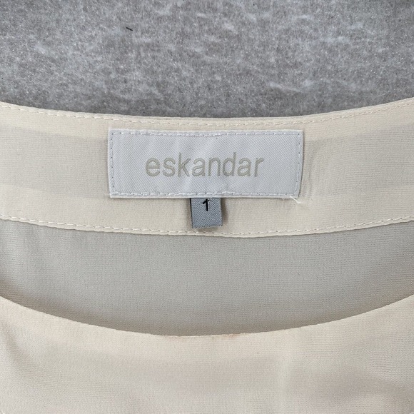 ESKANDAR Tank Top Women's Size 1 (10-12) 100% Silk A-Line Shell Ivory Sleeveless - Picture 7 of 11